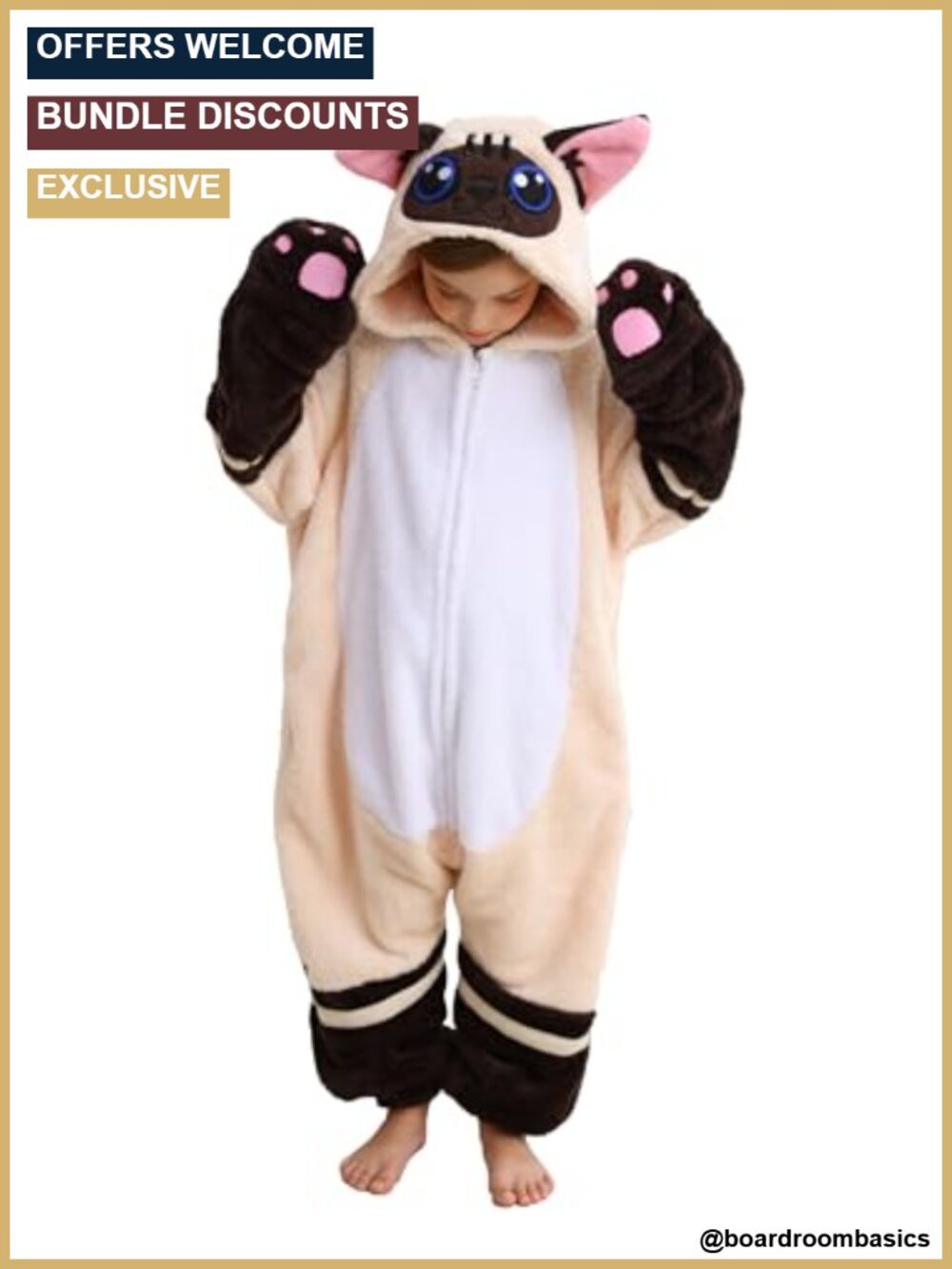 Unisex Kids Flannel Animal Cat Onesie Halloween Costume Pajama Zip Hooded